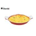 GRATIN PAN ENAMEL -OVER CAST IRON OVAL RED MADE IN CHINA